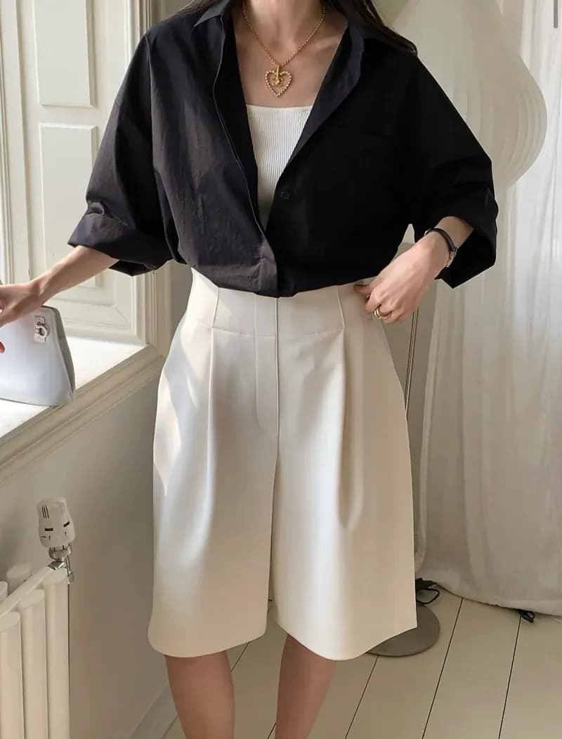 Beck 寬腰帶百褶九分褲（黑）