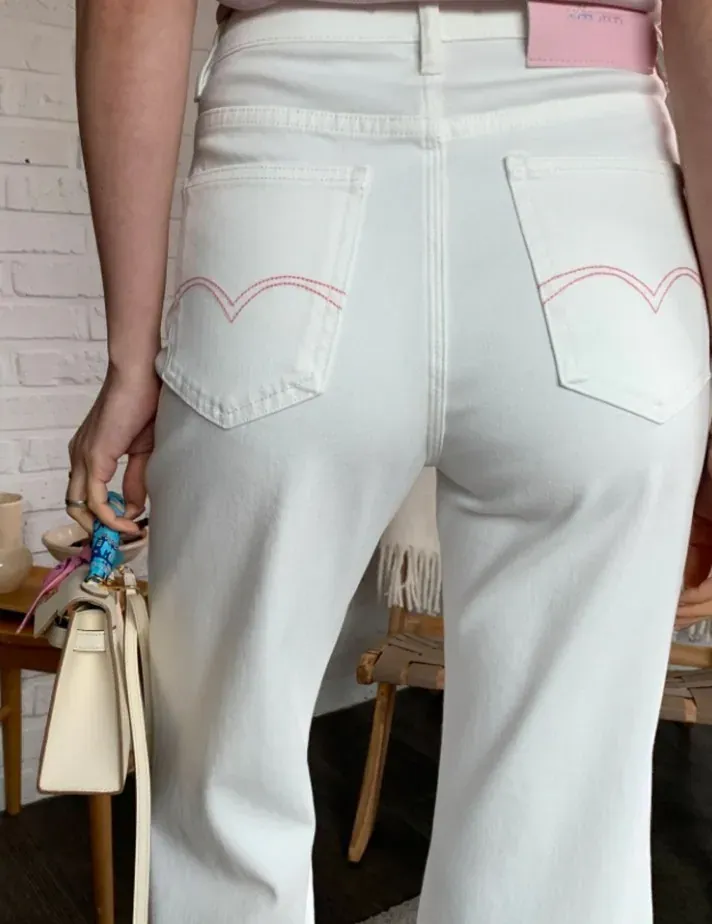 Abigail 粉紅喇叭褲（淺色）