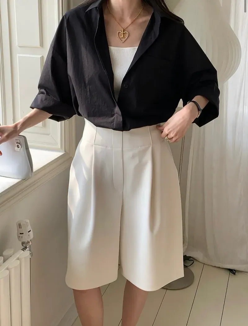 Beck 寬腰帶百褶九分褲（黑）