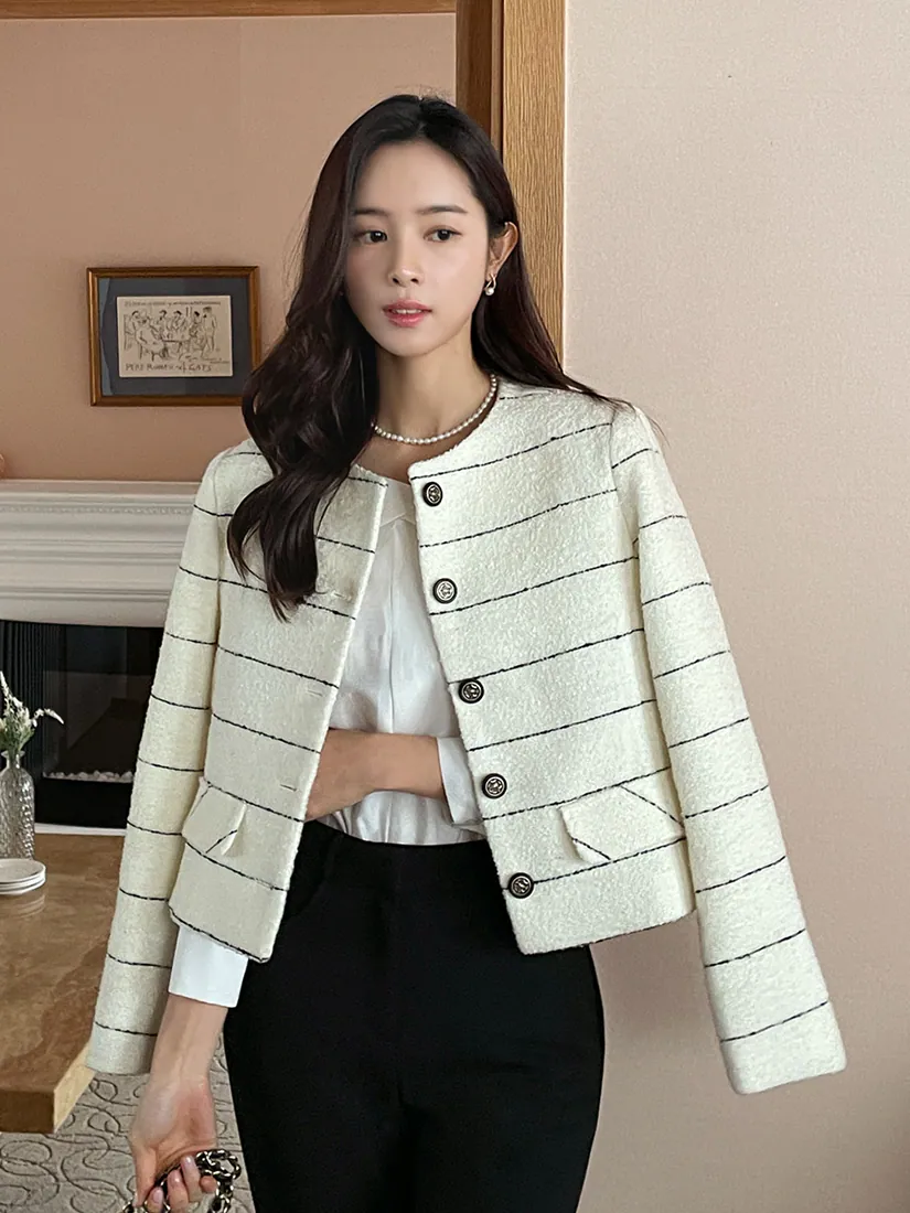 [現貨] Selena 香香條紋外套(象牙白) [ Free ]
