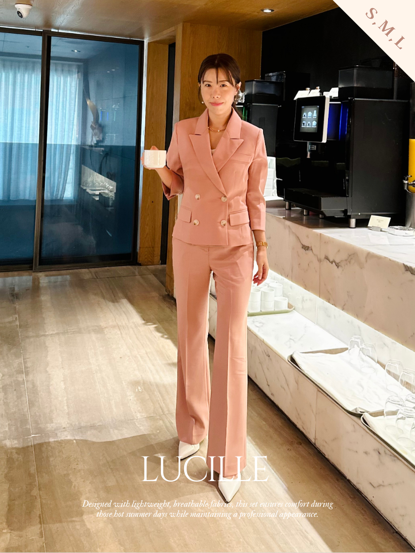 [現貨]Lucille 西服雙排釦套裝長褲 [ 2色 / S ]